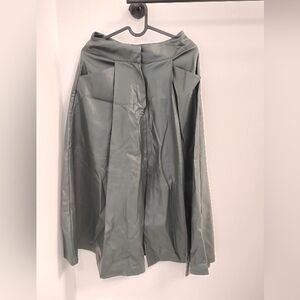 Elegant Stylish Green Military Women Skirt High Waist Midi With Pocket US Size S